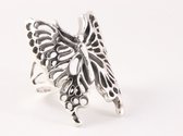 Opengewerkte zilveren vlinder ring - maat 18.5