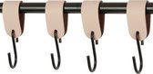 4x S-haak hangers - Handles and more® | NATUREL - maat S (Leren S-haken - S haken - handdoekkaakje - kapstokhaak - ophanghaken)