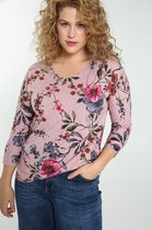 Paprika Dames T-Shirt aus warmem Material mit Blumen-Print - T-shirt - Maat 50