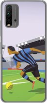 Geschikt voor Xiaomi Redmi 9T hoesje - Een illustratie van spelers die voetballen in een stadion - Jongetje - Meisjes - Kinderen - Siliconen Telefoonhoesje