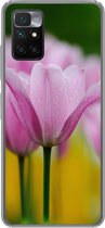 Geschikt voor Xiaomi Redmi 10 hoesje - Bloemen - Tulpen - Roze - Siliconen Telefoonhoesje