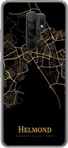 Geschikt voor Xiaomi Redmi 9 hoesje - Helmond - Kaart - Black and gold - Siliconen Telefoonhoesje