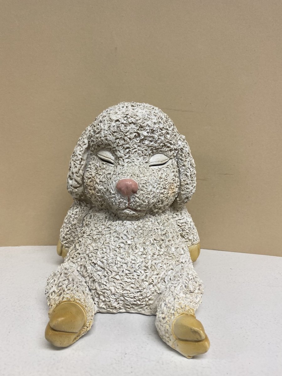 Impuls Decoratief polyresin slapend dier - schaap - hoogte 20x19x17 cm - Voor binnen & buiten - Woonaccessoires - Woondecoratie - Decoratieve beelden Wit - schaap