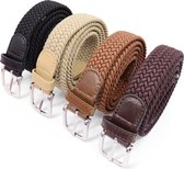 Safekeepers elastische riemen - dames riem - vrouwen stretchriemen 4 stuks: bruin, cognac, beige en zwart