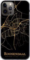 Geschikt voor iPhone 12 Pro hoesje - Roosendaal - Plattegrond - Goud - Zwart - Siliconen Telefoonhoesje - Stadskaart