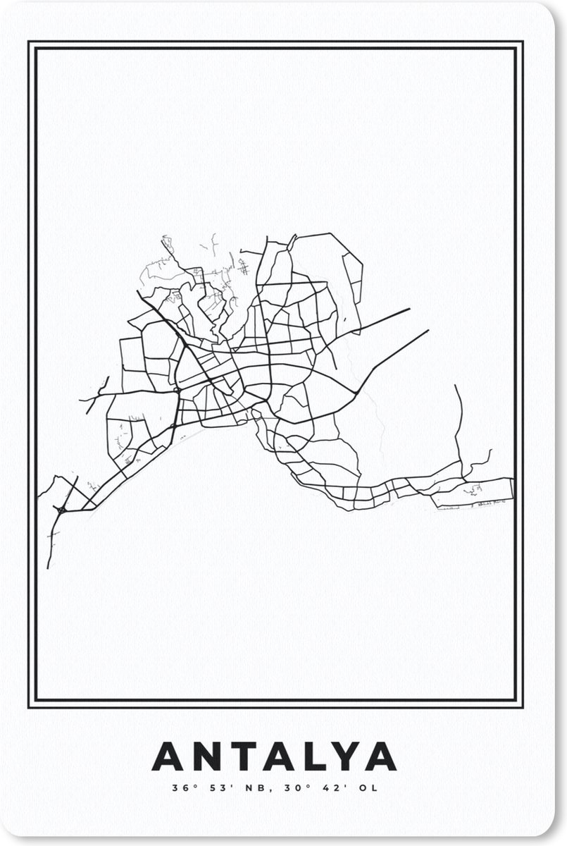 Muismat 18x27 cm - Mousepad Antalya - Turkije - Plattegrond - Muismatten - Stadskaart
