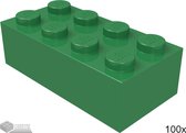 Lego Bouwsteen 2 x 4, 3001 Groen 100 stuks
