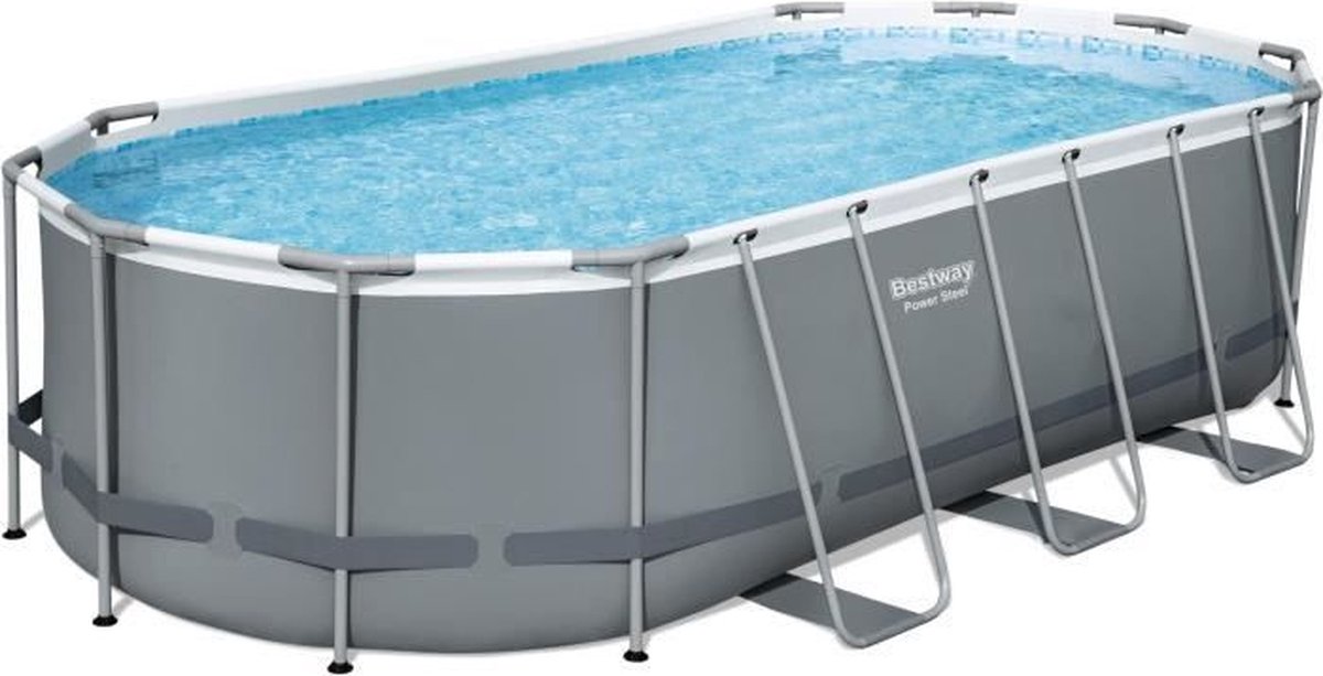 BESTWAY Power Steel ovaal bovengronds zwembad 549 x 274 x 122 cm, patroonfilter, afdekking, ladder, Chemconnect-diffusor