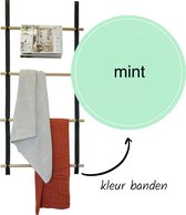 Wandladder 57cm  - Mint Leer / rondhout |  by Handles and more & Woetwurm