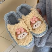 Fluffige Kawaii vrouwen pantoffels - lichtblauw en geel - Maat 39/40 - Cute woman slippers