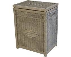 Rotan Wasmand Rechthoek in Grijs pitriet 50x35x65