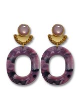 Zatthu Jewelry - N22SS432 - Inge lila paarse statement oorbellen met resin