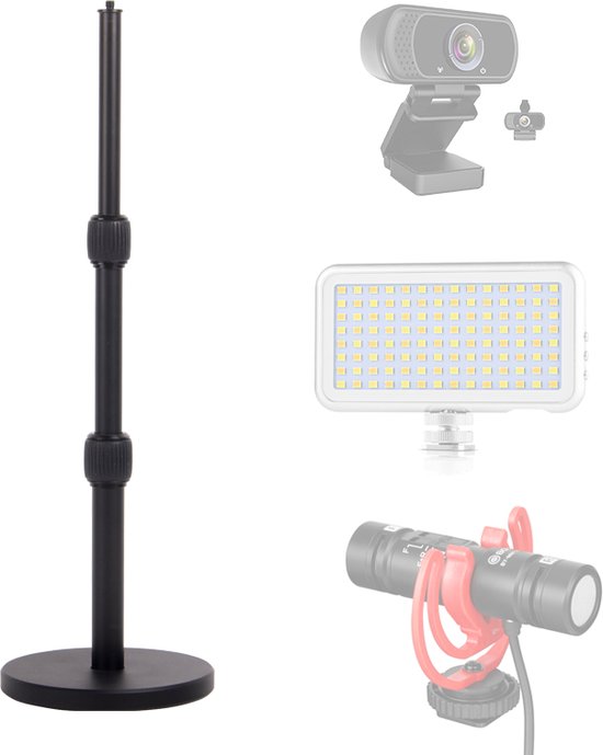 MOJOGEAR DS2 Microfoon Tafelstatief Uitschuifbaar 20-40 Cm - Multifunctioneel Voor Camera, Webcam En Lamp