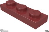LEGO Plaat 1x3, 3623 Donkerrood 50 stuks
