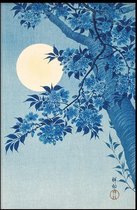 Walljar - Ohara Koson - Blossoming Cherry On A Moonlight Night - Muurdecoratie - Plexiglas schilderij