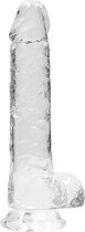 8" / 20 cm Realistic Dildo With Balls - Transparent - Realistic Dildos transparent