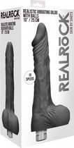 Realrock 10-25 cm Vibrating Dildo With Balls - Black - Realistic Vibrators black