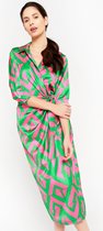 LOLALIZA Satijnen hemdjurk met grafische print - Fuchsia - Maat 40