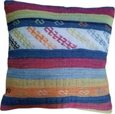 Echt Vintage Kelim kussenhoes-40x40-Handgemaakt-authentiek