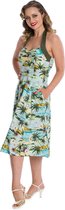 Banned Flare jurk -S- TROPICAL PALMS HALTER Groen