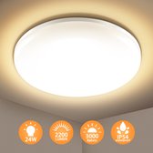 Elfeland-24W 220V LED Plafondlamp-Badkamerlamp-Plafonnieres-Rond Paneel Verlichting-Ø23cm-3000K-2200LM-IP54-voor Badkamer Keuken Woonkamer Wandlampen-Wit