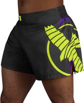 Hayabusa Icon Kickboxing Shorts - zwart / neongeel - maat L