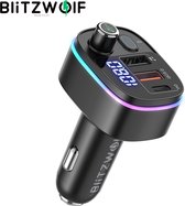 Bluetooth FM Transmitter-Autolader-Bluetooth Carkit-adapter V5.0 Autoradio-adapter Handsfree-autolader met USB-18W-poorten PD Type-C QC 3.0 USB snel opladen-7 kleuren RGB-achtergro