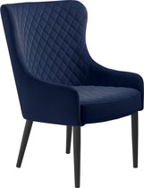 24Designs Dylana Velvet Fauteuil - Blauw Fluweel - Zwart Metalen Poten