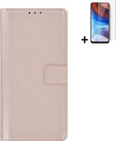Motorola Moto E20 Hoesje - Motorola Moto E20 Screenprotector - Wallet Bookcase Rose Goud + Screenprotector