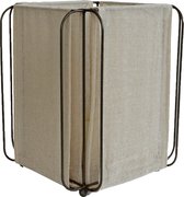 Lantaarn | Zwart | Beige | Metaal | Linnen | 30 x 26 CM | Windlicht |