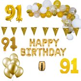 91 jaar Verjaardag Versiering Pakket Goud XL