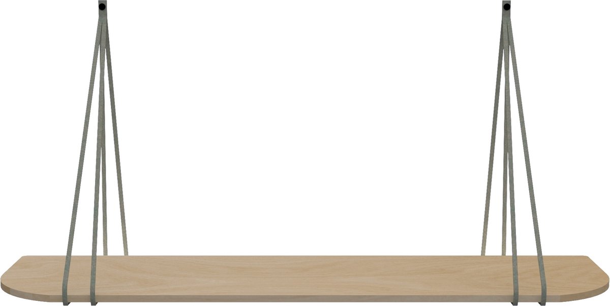Leren split-plankdragers - Handles and more® - 100% leer - SUEDE GREY - set van 2 / excl. plank (leren plankdragers - plankdragers banden - leren plank banden)
