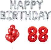 88 jaar Verjaardag Versiering Ballon Pakket Rood & Zilver