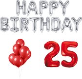 25 jaar Verjaardag Versiering Ballon Pakket Rood & Zilver