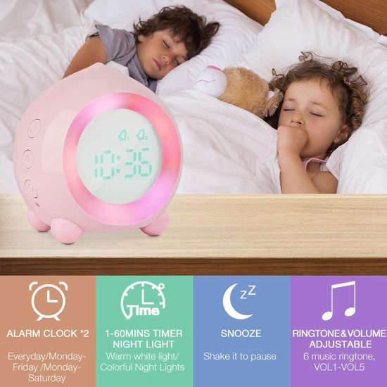 YTHEE Kinderen Digitale Wekker 7 Kleur Nachtlampje Snooze Temperatuur Detecteren Kinderen Slaap Nachtkastje Schattig Wake Up Timer Wekker Slaaptrainingsklok Voor Peuters Met Nachtverlichti Color Green YTHEE Kinderen Digitale Wekker 7 Kleur Nachtlampje Snooze Temperatuur Detecteren Kinderen Slaap Nachtkastje Schattig Wake Up Timer Wekker Slaaptrainingsklok Voor Peuters Met Nachtverlichti Color Green