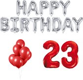 23 jaar Verjaardag Versiering Ballon Pakket Rood & Zilver