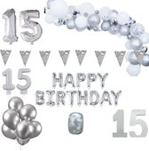 15 jaar Verjaardag Versiering Pakket Zilver XL