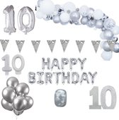 10 jaar Verjaardag Versiering Pakket Zilver XL
