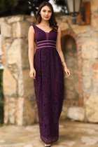 HASVEL-Maxi jurk Dames -Paarsejurk- Maat M-Galajurk-Avondjurk-Kanten jurk- HASVEL-Women Maxi dress  -Purple Dress- Size M-Prom Dress-Evening Dress- Lace Dress