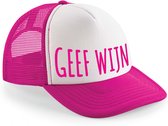 Roze fuchsia snapback cap/ truckers pet geef wijn dames - feest petjes / caps