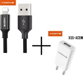Xssive - Iphone laadkabel 1M + USB smartphone adapter