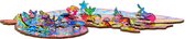 UNIDRAGON Houten Puzzel Dier - Regenboogkleurige Kameleon - 107 stukjes - Small 19x24 cm