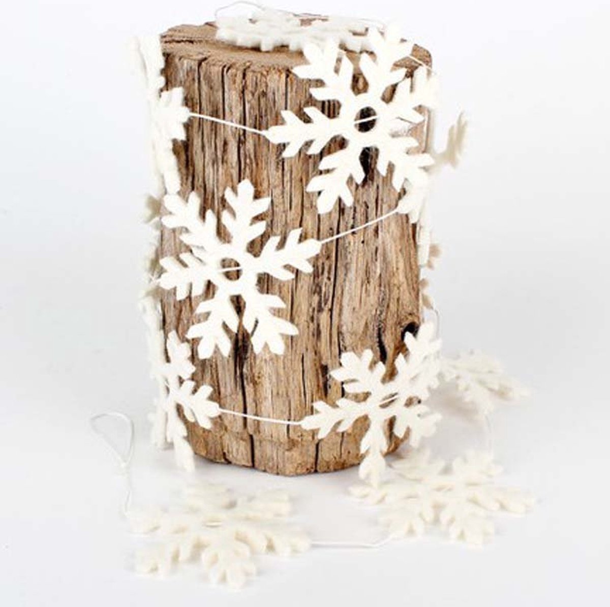 Vilten slinger sneeuwvlokken wit 9cmx170cm Vilten slinger sneeuwvlokken wit 9cmx170cm