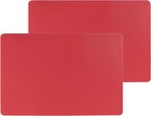 Set van 8x stuks placemats PU-leer/ leer look rood 45 x 30 cm - Tafel onderleggers