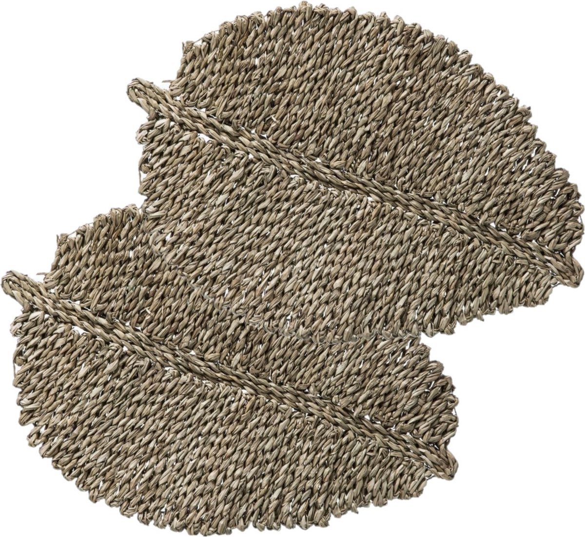 Secret de Gourmet Blad Placemat - Set van 6x stuks - zeegras naturel - 48 x 33 cm - Tafel onderleggers
