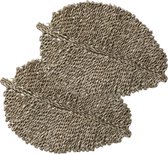 Set van 6x stuks ronde placemat zeegras naturel - 48 x 33 cm - Tafel onderleggers