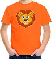 Cartoon leeuw t-shirt oranje voor jongens en meisjes - Kinderkleding / dieren t-shirts kinderen 158/164