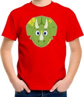 Cartoon dino t-shirt rood voor jongens en meisjes - Kinderkleding / dieren t-shirts kinderen 110/116