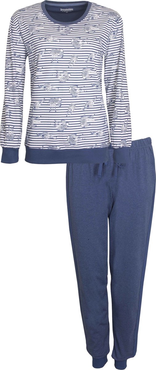 Irresistible Dames Pyjama - Katoen - Strepen Dessin - Blauw Wit