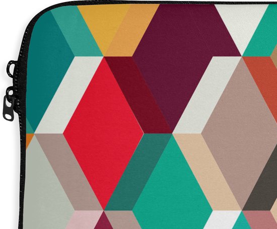 Laptophoes 14 inch - Abstract patroon van kleurrijke ruiten en - Laptop sleeve - Binnenmaat 34x23,5 cm - SleevesAndCases